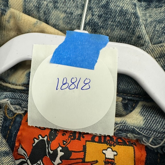 Rolling Paper Mens Streetwear Acid Wash Denim Jacket Size L Grunge Y2K Punk - Picture 7 of 7